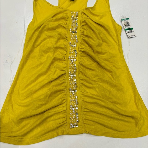INC International Concepts Sleeveless Yellow Embellished Top size Large - Picture 3 of 9